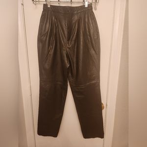 100% Soft Cowhide Leather Pants w/Side Pockets and Front Pleats